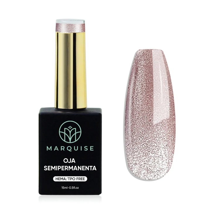 Oja semipermanenta Delis, Fantasy J1002, HEMA/TPO FREE, glitter rose gold, 15 ml