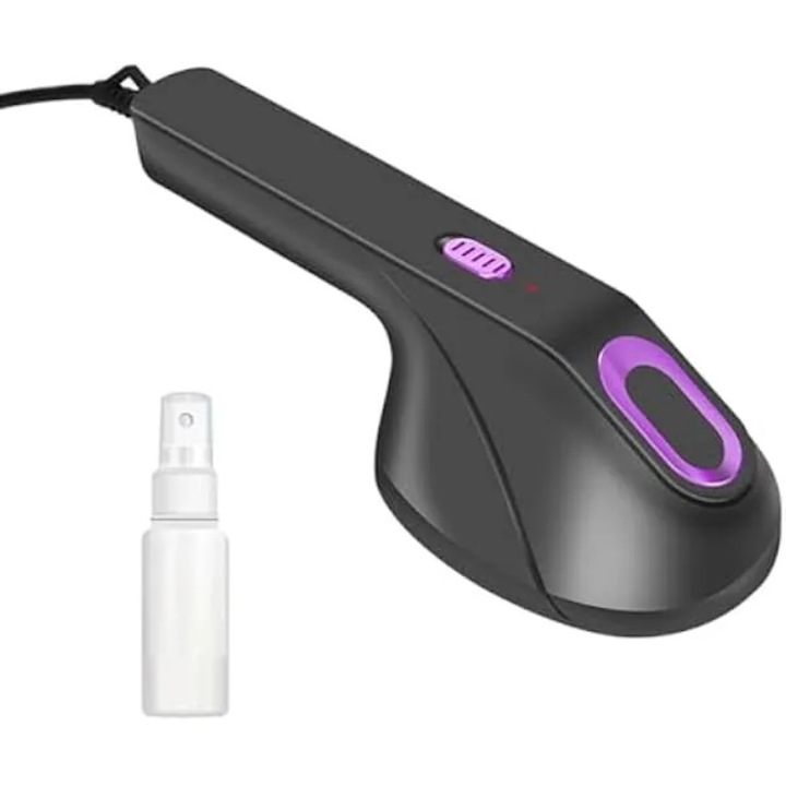 Steamer portabil pentru haine K0569-260822-2683-AMC, corp ABS usor, oprire automata, control reglabil, pentru calatorii, negru/violet