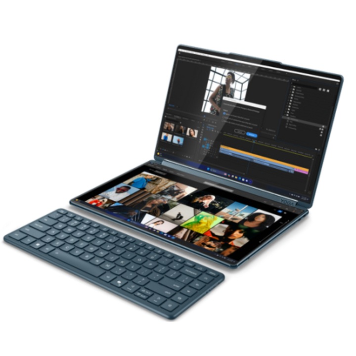 Laptop Lenovo Yoga Book 9i WQXGA+ 2x 14 inch Intel Core Ultra 7 255H 32GB 1TB SSD Windows 11 Home Tidal Teal