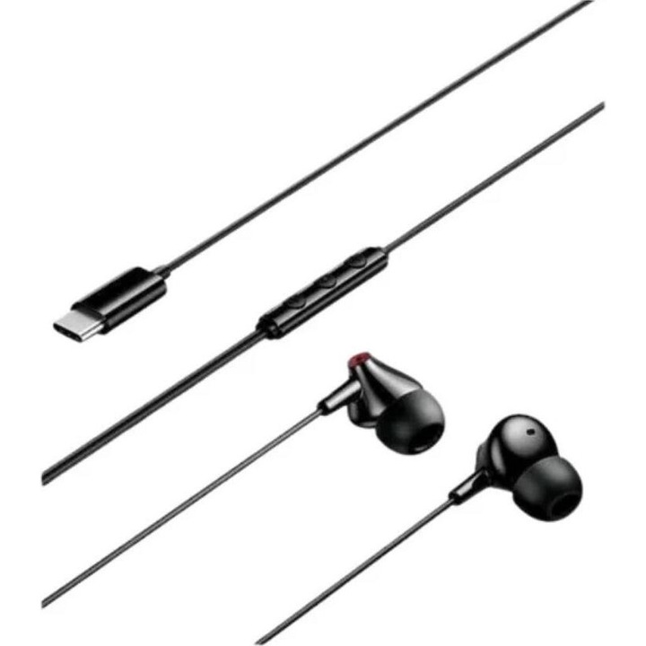Casti in-ear Vention Echo Lite GBBBAV, USB-C cu DAC incorporat, microfon si control 3 butoane, driver 12 mm, 32 Ω, 20Hz-20kHz, negru, cablu 1.2 m