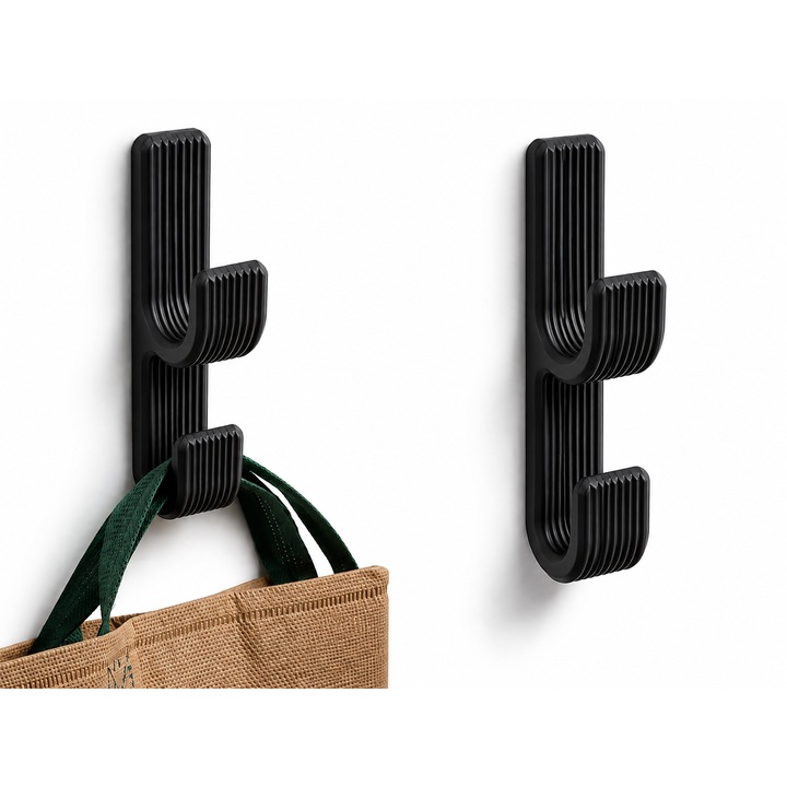 Modern Fali Fogas, Horog Ruhákhoz, Táskákhoz és Kiegészítőkhöz, Csíkos Design, Fekete