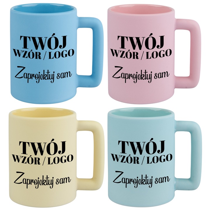 Set 4 Cani XXL Personalizate - Logo, Text, Design Propriu