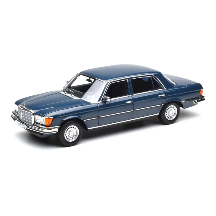 Fém autó Norev Mercedes-Benz 350 SEL W116, Méretarány 1:18, Hansa Blue