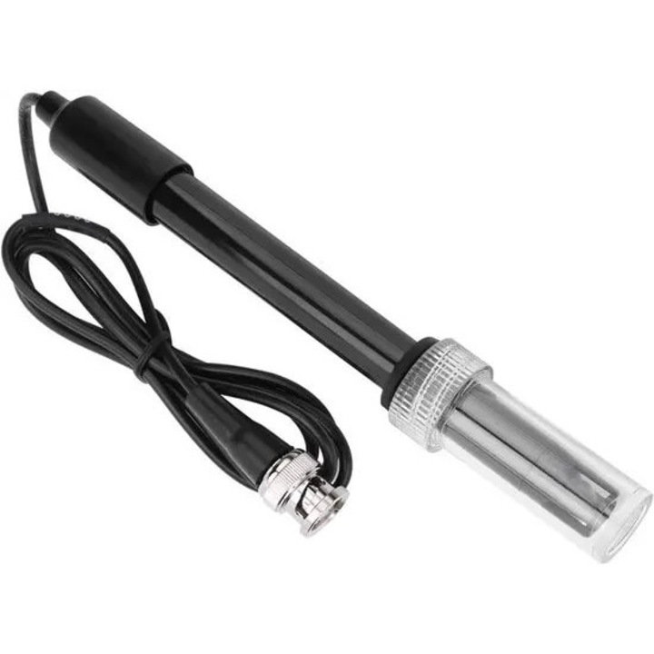 Senzor pH pentru acvariu emag-FYN-K0206-260820-1182, sonda electronica 0-14 pH, cablu 2,95 m, corp ABS, conector BNC, negru/metalizat