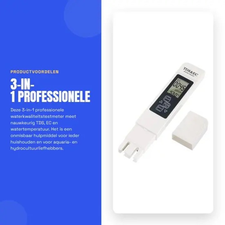 Tester calitate apa 3-in-1 TDS/EC si temperatura emag-FYN-K0206-260820-1157, LCD, portabil, alb