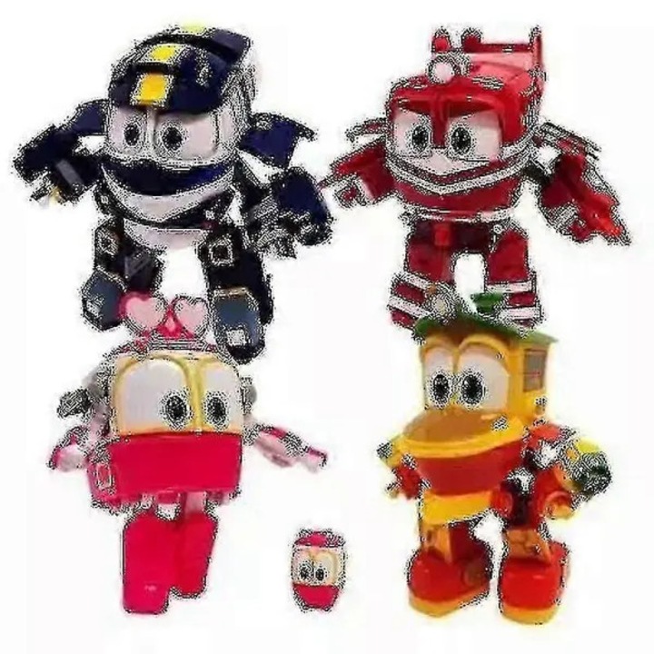 Set de 4 roboti-transformabili tip tren emag-FYN-K0206-260821-278, figurine de actiune, Multicolor, 8 cm