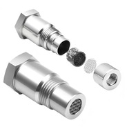 Set 2 Distantieri Sonda Lambda cu Mini Catalizator Integrat, M18x1.5, Inox, 46.5 mm, Adaptoare Senzor Oxigen O2 pentru Evacuare Auto