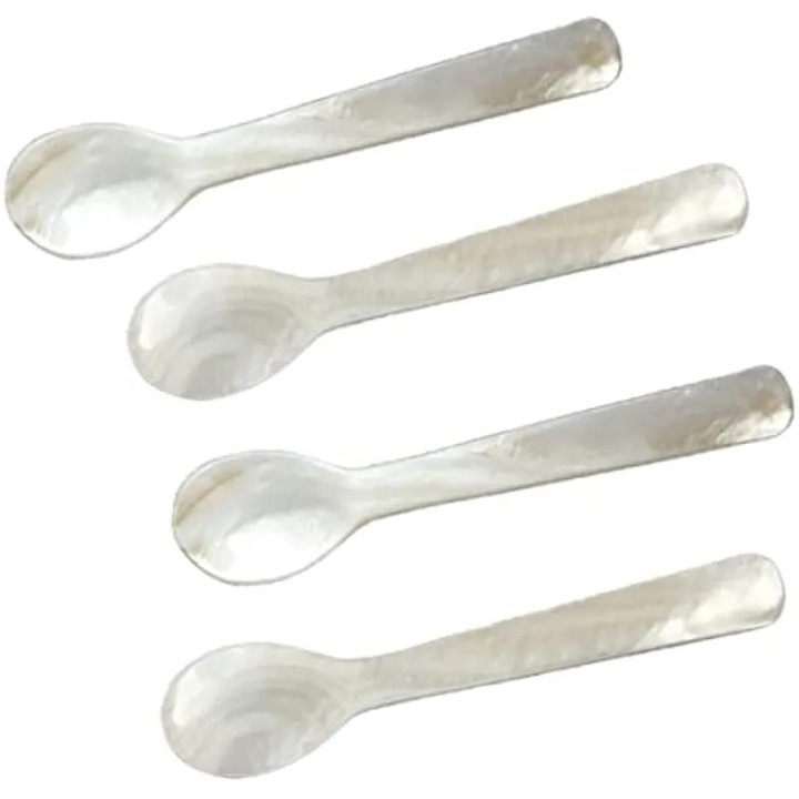 Lingurite pentru caviar din sidef natural, 12 cm, set 4 buc