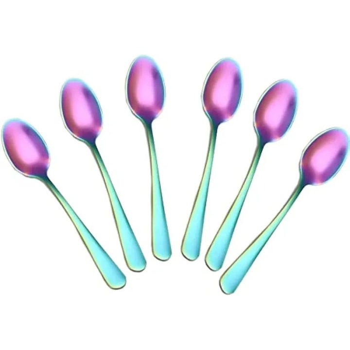 Lingurite demitasse din otel inoxidabil, set 6 bucati, 4 inchi, multicolor