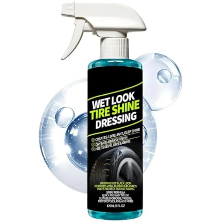 Gumiabroncs fényesítő spray K0584-CJ-260822-2432, nedves hatású, víz- és porálló, UV-védelem, 120 ml