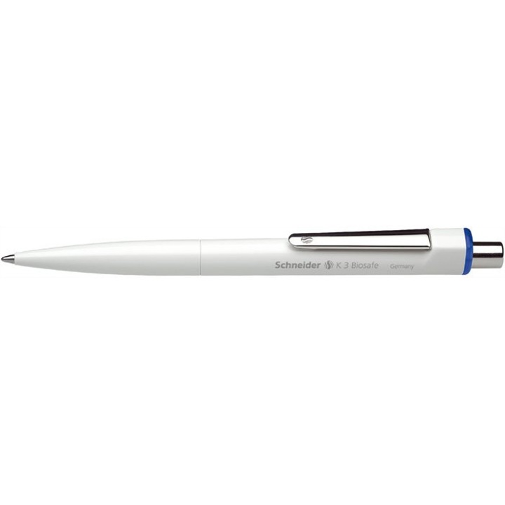 Химикалка, 0,5 мм, с натискане, SCHNEIDER "K3 Biosafe", синя, 10 бр./оп.