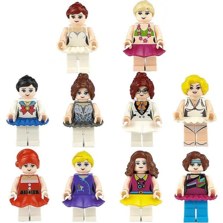 Set de figurine asamblabile pentru fete, piese mici, 10 bucati, multicolor