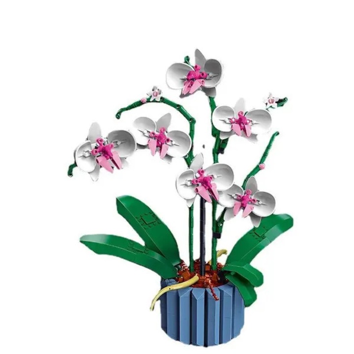 Set de constructie compatibil cu LEGO 10280, orhidee Phalaenopsis din piese, model FRU-CJK0424-260616-6663, multicolor