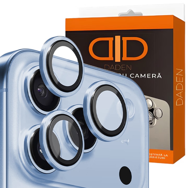 Folie Camera din sticla pentru iPhone 18 Pro Max, Full Cover, Protectie Profesionala, Daden, Ultra Rezistenta, Calitate Premium, Albastru