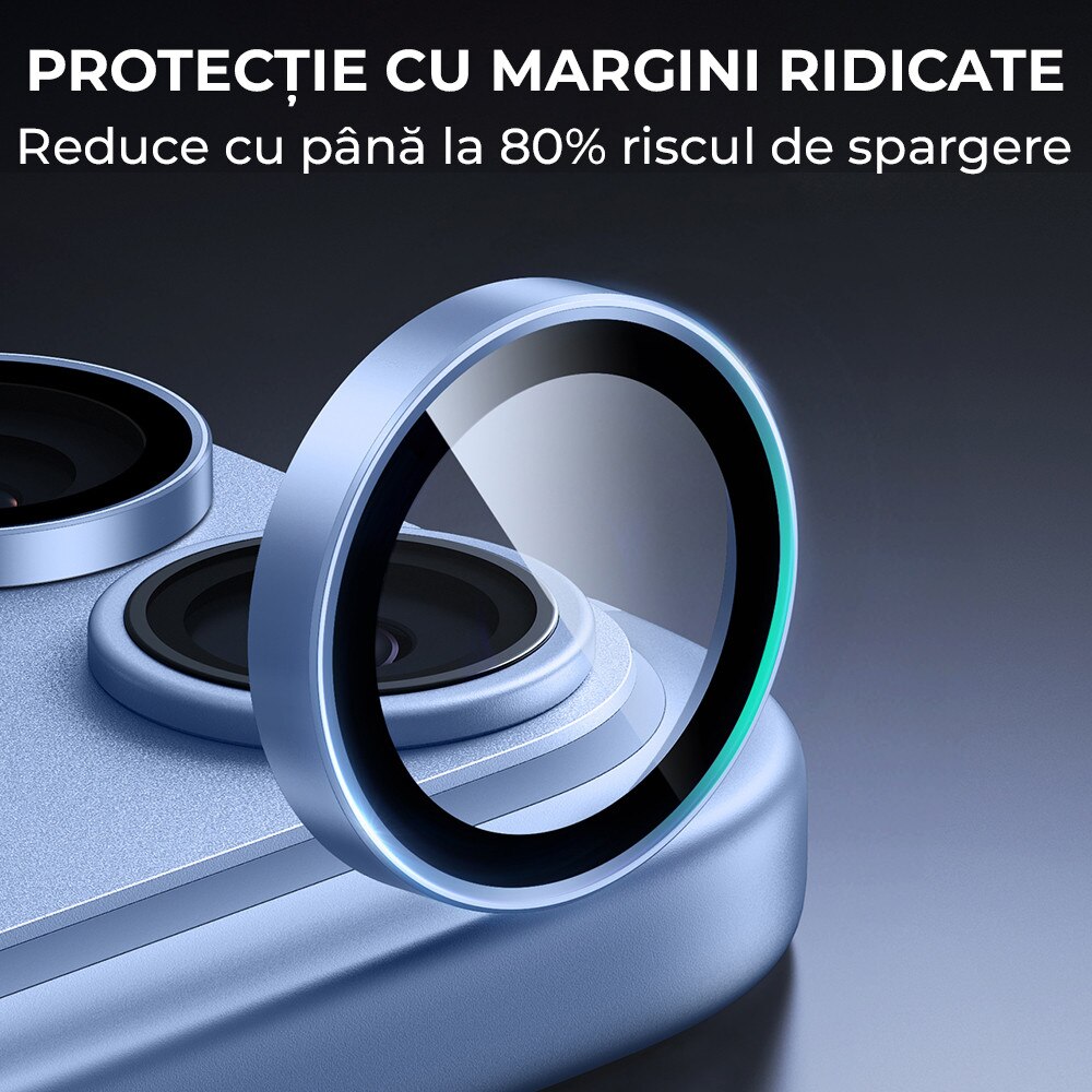 Folie Camera din sticla pentru iPhone 18 Pro Max, Full Cover, Protectie Profesionala, Daden, Ultra Rezistenta, Calitate Premium, Albastru
