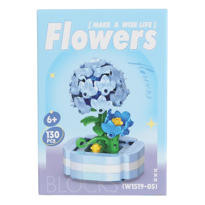 Set de constructie Flori in ghiveci Hortensie albastra Potted Plant 130 piese