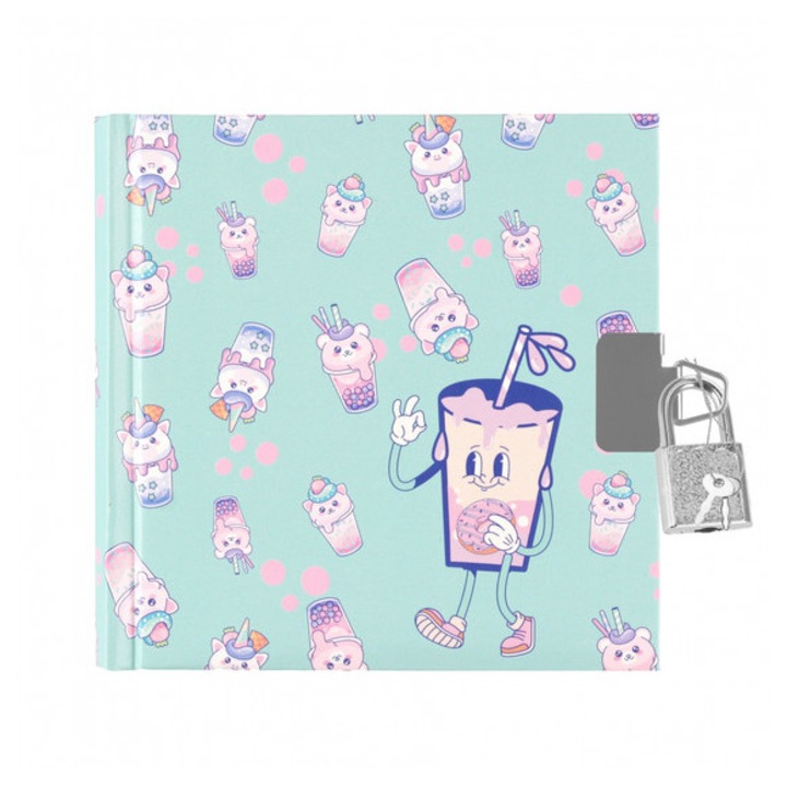 Jurnal cu cheie Bubble Tea 13,5 x 13,5 cm (558509)