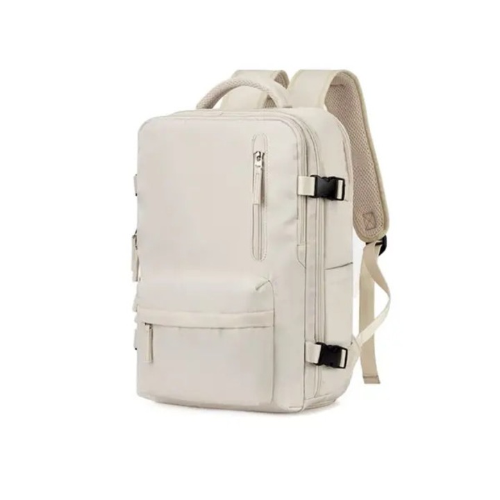 Rucsac laptop din nylon pentru 15,6", mare capacitate, multifunctional, rezistent la apa, bej, 42 x 31 x 17 cm, model ISINI-CJ-K0497