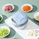Tocator manual pentru legume si usturoi, razuitor rotativ cu multiple lame, recipient PP transparent, capac verde, 900 ml