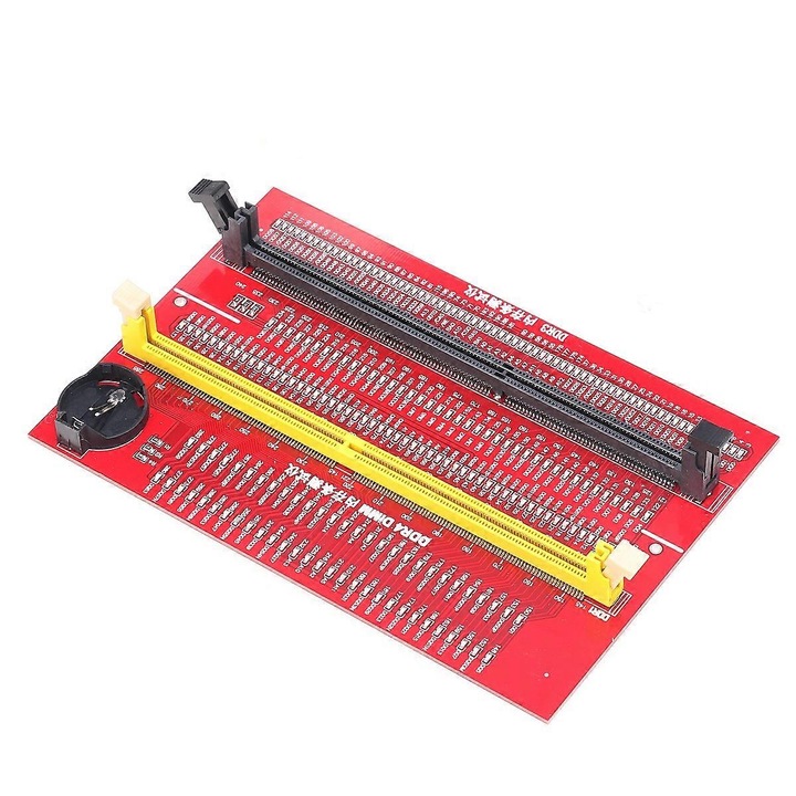 Memóriatesztelő laptophoz/asztali géphez E38-A149-E24033-CJ, kompatibilis DDR3/DDR4/DDR5 SO-DIMM/DIMM, LED jelzőfények, piros