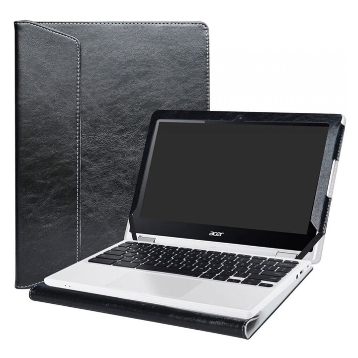 Husa de protectie pentru laptop Alapmk compatibil cu Acer Chromebook R11 CB5-132T C738T/Acer Chromebook 11 CB3-131/Acer Spin 1 SP111-33 si CTL Chromebook NL71CT-L, piele PU, negru