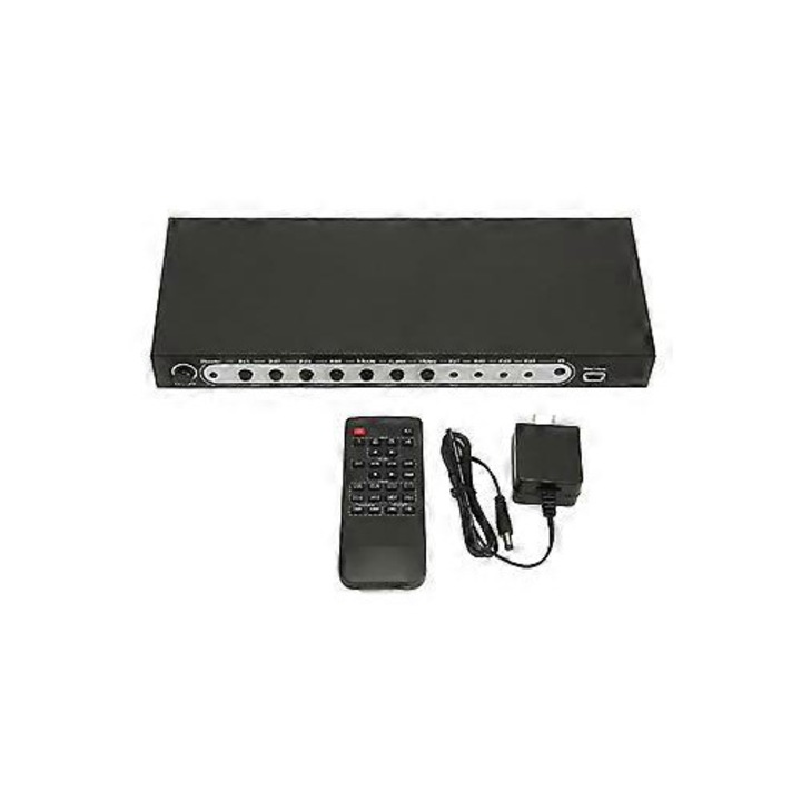 Multiviewer HDMI quad ISINI-CJ-K0497-260824-1695, 4 az 1-ben (4 bemenet, 1 kimenet), Full HD 1080p 60 Hz, 100-240V tápellátás, távirányító mellékelve, fekete