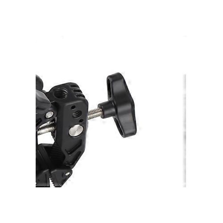 Двойна скоба за камера 360° ISINI-CJ-K0497-260824-2318, двойна монтажна щипка, резби 1/4"/3/8", cold shoe, черна