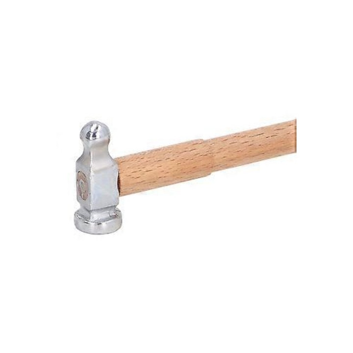 Ciocan mic pentru bijutier ISINI-CJ-K0497-260824-2981, cap rotund din otel carbon, coada ergonomica din lemn, metalic/natural