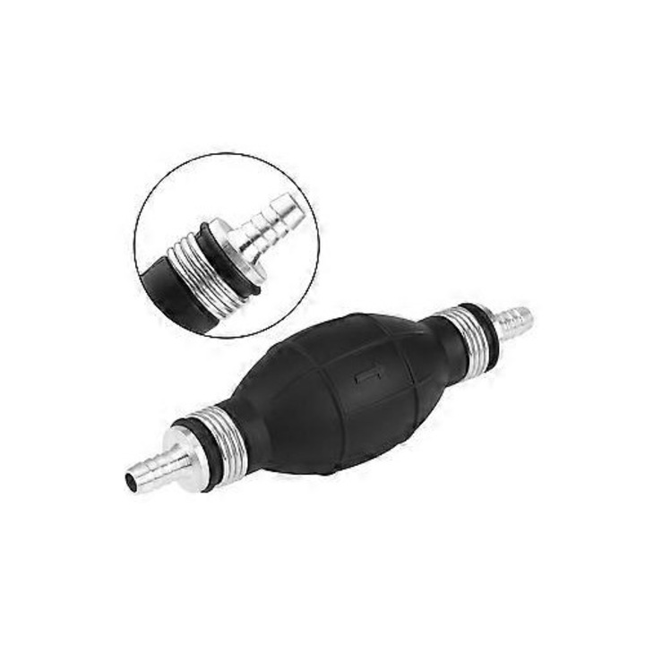 Pompa manuala de priming pentru combustibil ISINI-CJ-K0497-260824-2835, cauciuc, pentru furtun O12 mm, negru