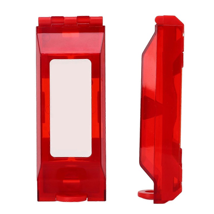 Capac de blocare pentru intrerupator universal, cap rabatabil, policarbonat rezistent la impact, permite incuiere, rosu transparent, P/N dc-k0548-260824-848