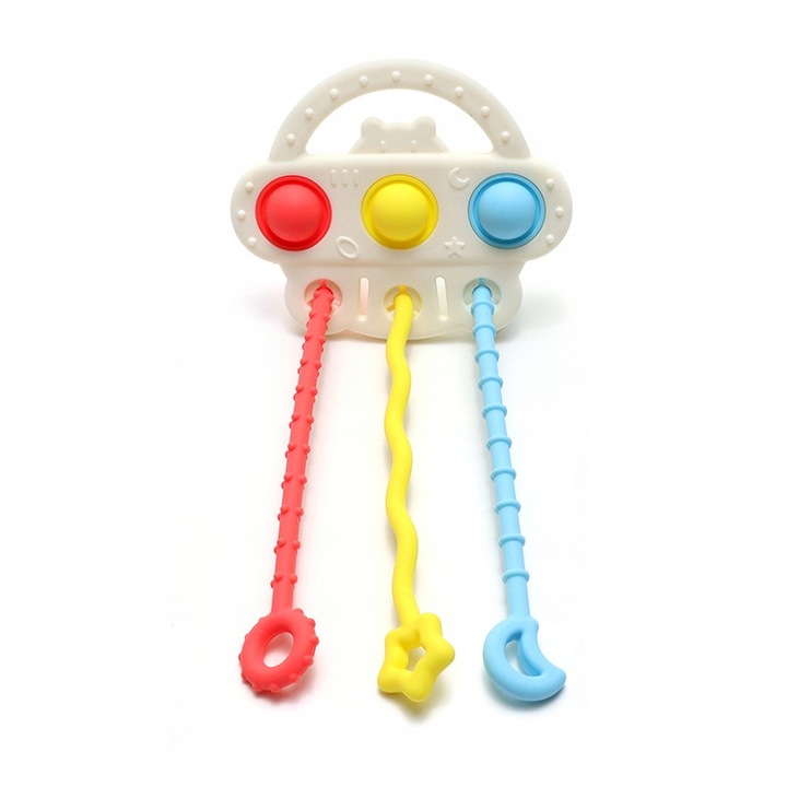 Сензорна играчка за бебета, Gigi Kids, НЛО, за никнене на зъби, за съдомиялна машина, за замразяване и варене, с издатини за масаж на венците, многоцветна, хранителен силикон, без BPA