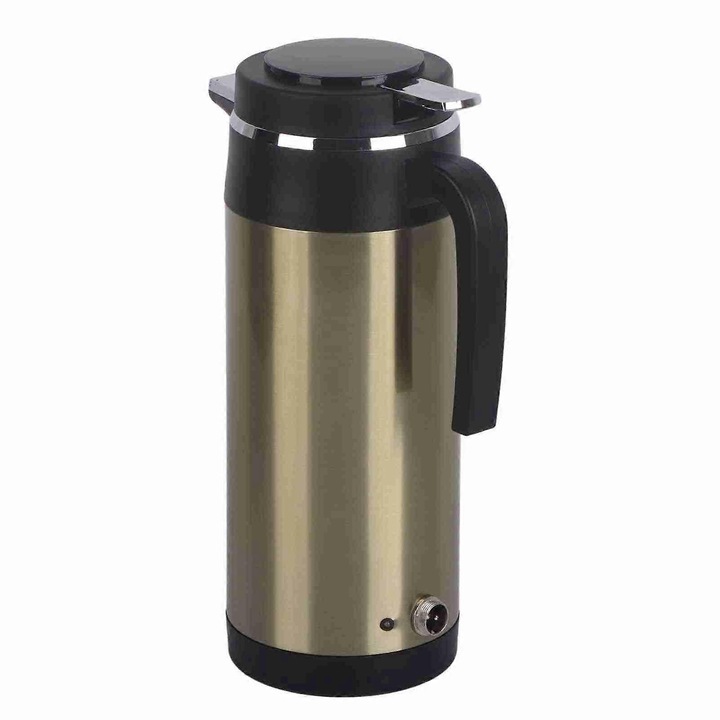 Fierbator electric pentru masina dc-k0548-260824-2458, 24V, 1.000 ml, inox 304, izolatie vid, alimentare priza bricheta, indicator luminos, auriu/negru