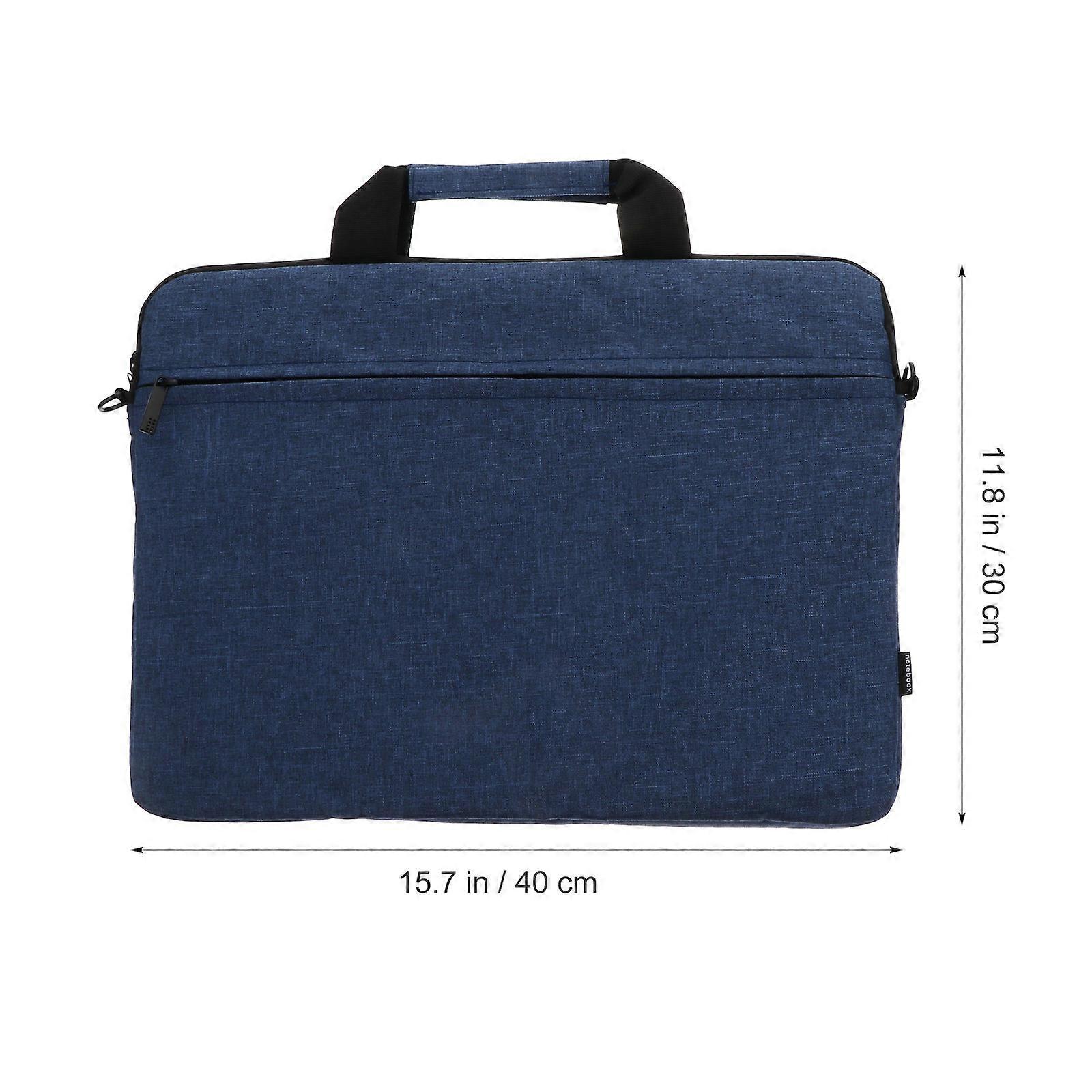 Geanta pentru laptop din material oxford, cu buzunar frontal si curea de umar detasabila, albastru inchis, 40 x 30 x 3 cm