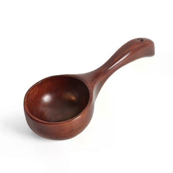Lingura de servire din lemn, capacitate 100 ml, maro, 21,5 x 8,5 x 4,5 cm