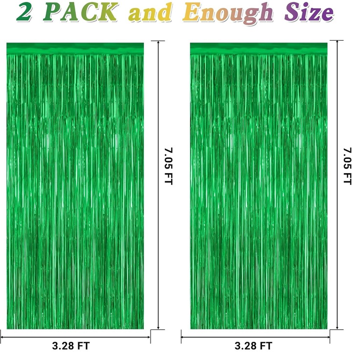 Fólia dekorfüggöny rojtokkal, 2 darab, PET fémezett 23 μm, metálzöld, 1 x 2.15 m (darabonként)