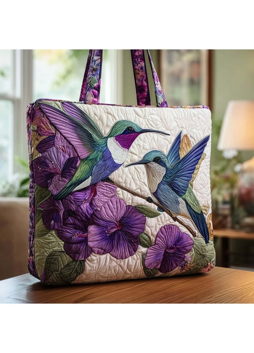 Nyomtatott, steppelt vászon (canvas) tote táska, környezetbarát, fogantyúkkal és állítható pánttal, sokszínű, 34 x 48 cm