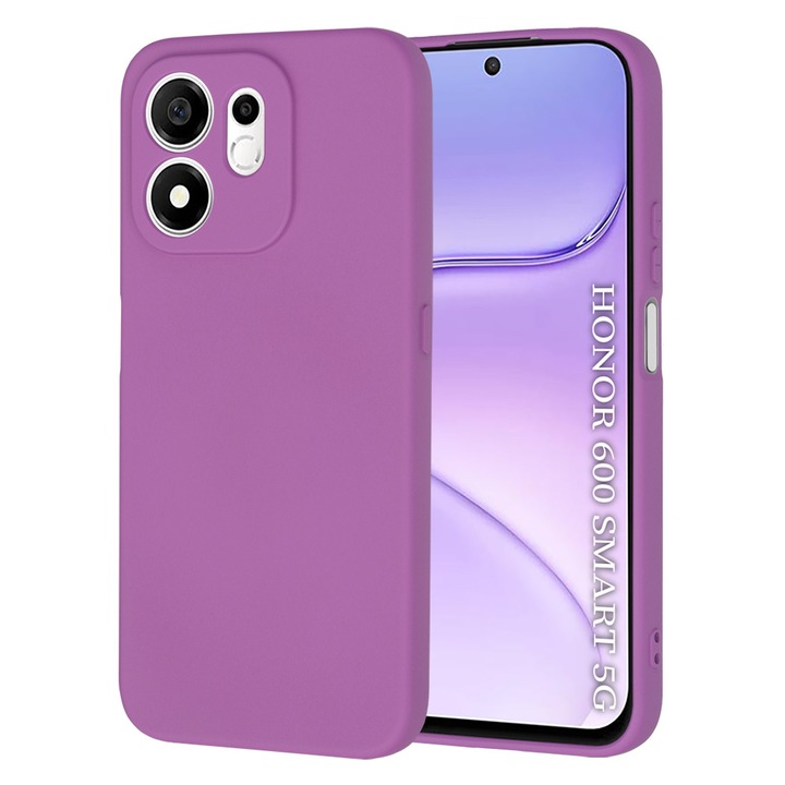 Husa pentru Honor 600 Smart Liquid Silicone, subtire, captusita cu microfibra, anti amprenta, protectie camera foto, mov