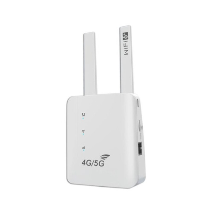 Router 4G/5G LTE OB-k0509--260824-219, WiFi 6, 300 Mbps, LAN, 10 eszköz támogatása, EU csatlakozó, fehér