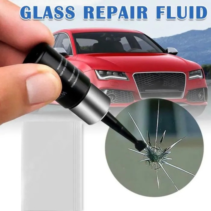 Kit reparare parbriz cu rasina pentru auto, aplicator pentru fisuri si ciobituri, negru