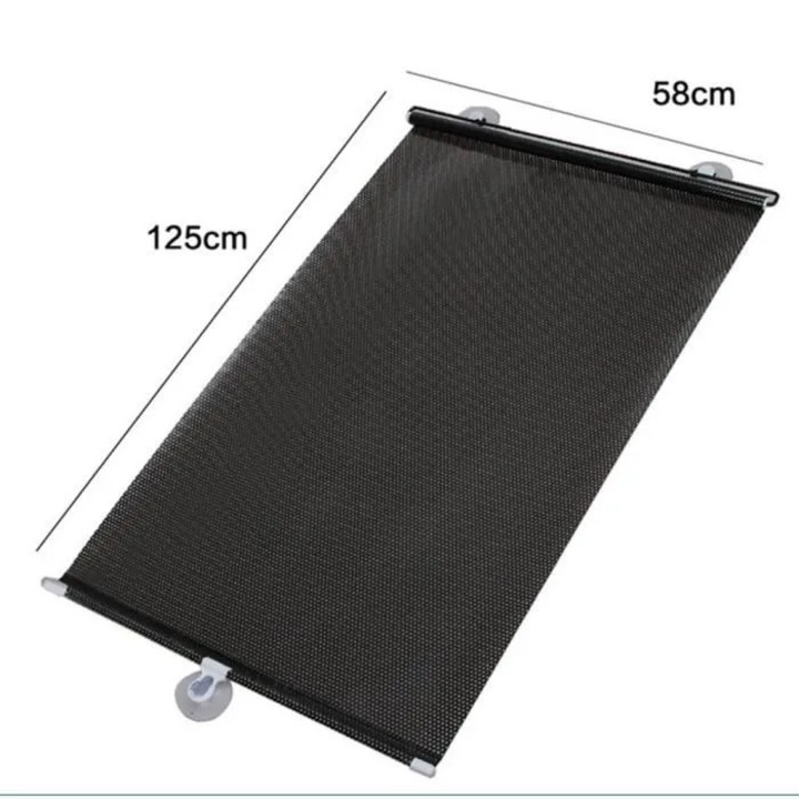 Parasolar retractabil pentru parbriz cdiscount-cws-260824-57, folie solara cu protectie UV, negru, 58 x 125 cm (model 40–50 cm)
