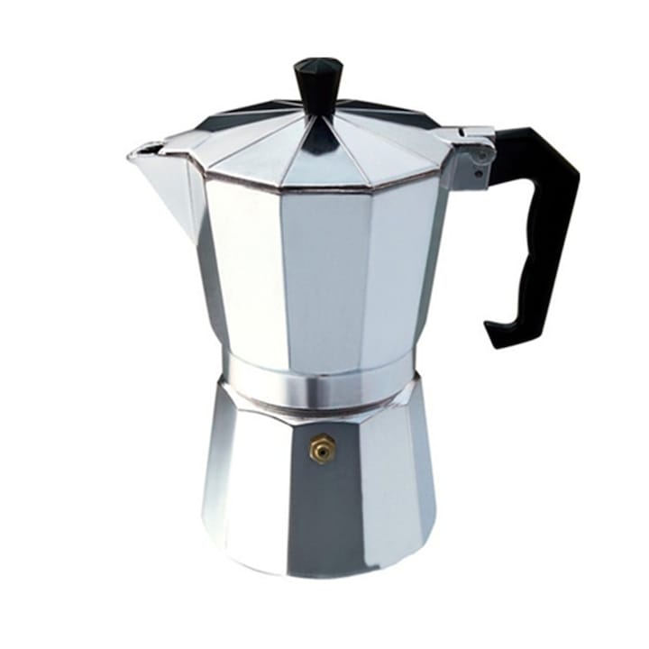 Cafetiera Moka din aluminiu, pentru aragaz, argintiu, maner negru