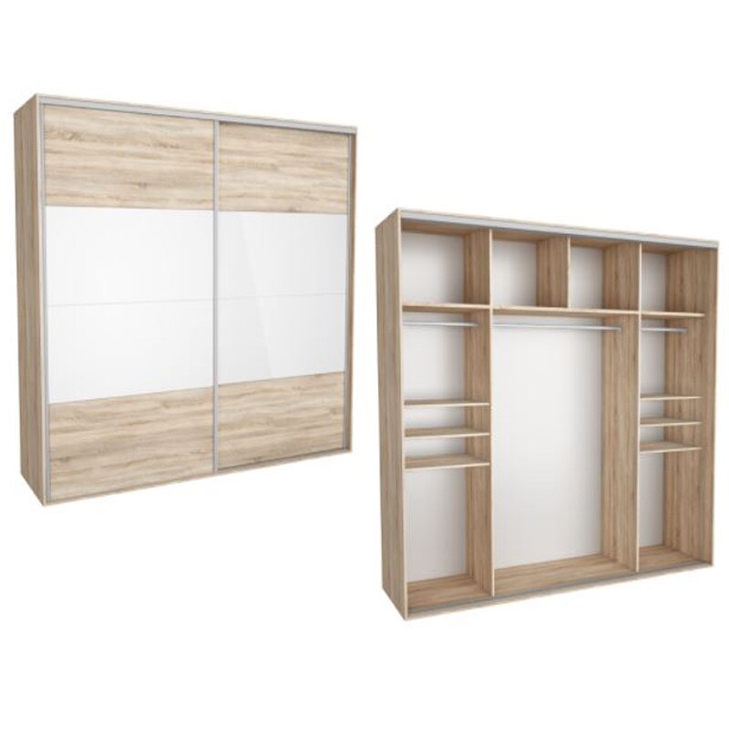 Dressing Kadir 240 8A Front Stejar Sonoma/Alb Lucios, Genarom, 240 x 242 x 67 cm