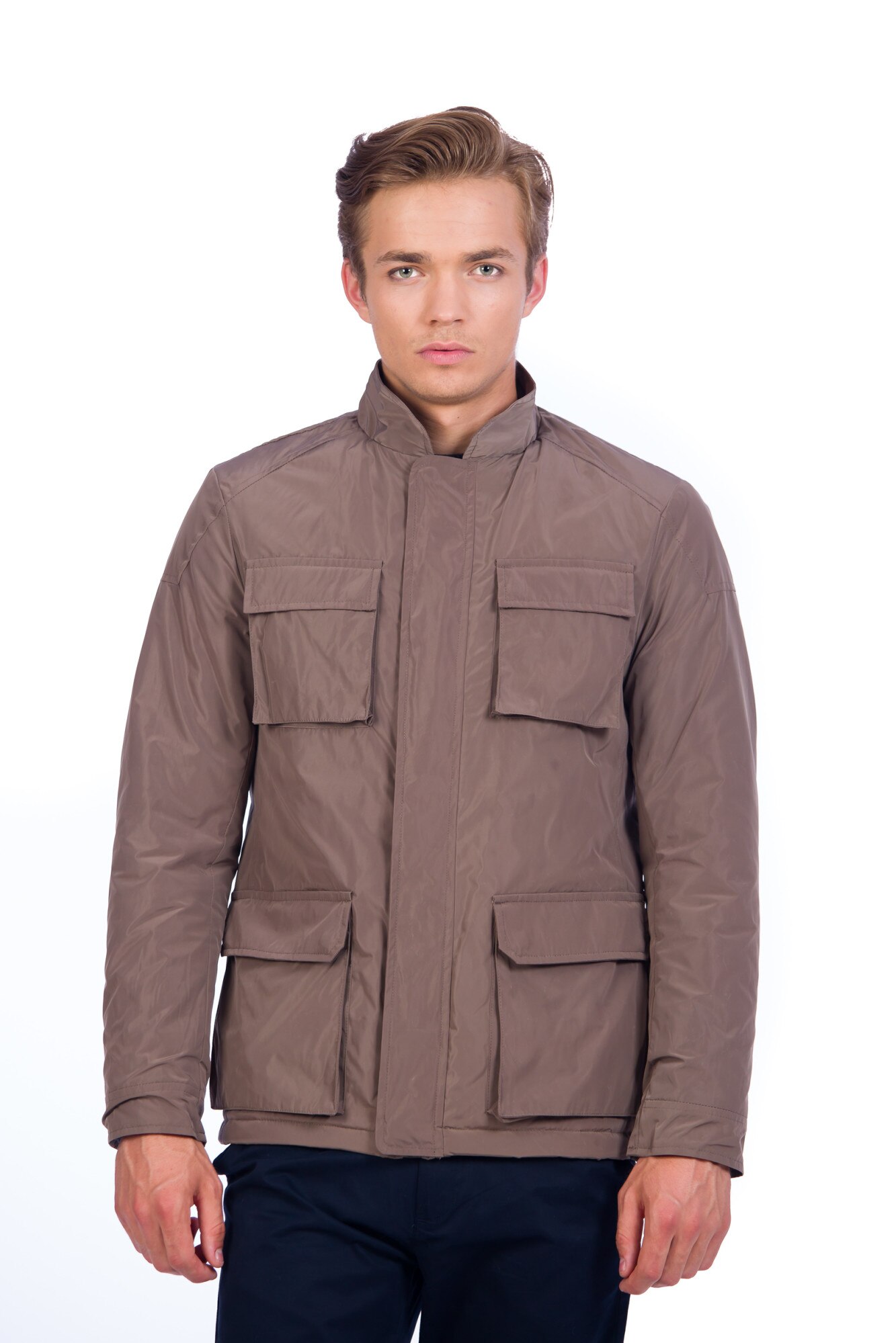 Jacheta BE YOU cu buzunare cu clape, Maro