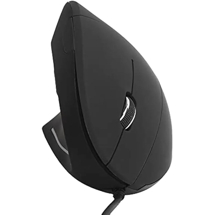 Вертикална оптична мишка за левичари K0544-07-26824-AMC-35854, USB кабел, 800/1200/1600 DPI, бутон за включване/изключване, ергономична, черна