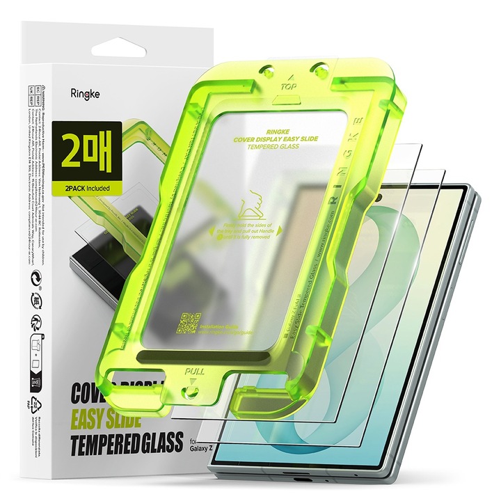 2 db-os üvegfólia csomag Samsung Galaxy Z Fold 8 Ringke Easy Slide készülékhez, Könnyű és gyors telepítőkészlet automatikus illesztőeszközzel, Professzionális védelem, Ultra ellenálló, Átlátszó