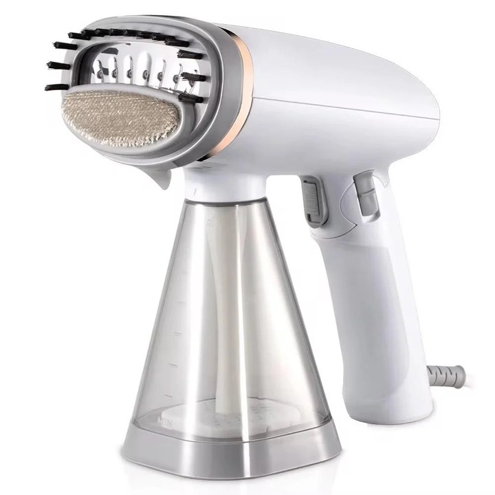 Fier de calcat vertical cu aburi, Saggify, rezervor apa 240 ml, utilizare pe umeras, Alb