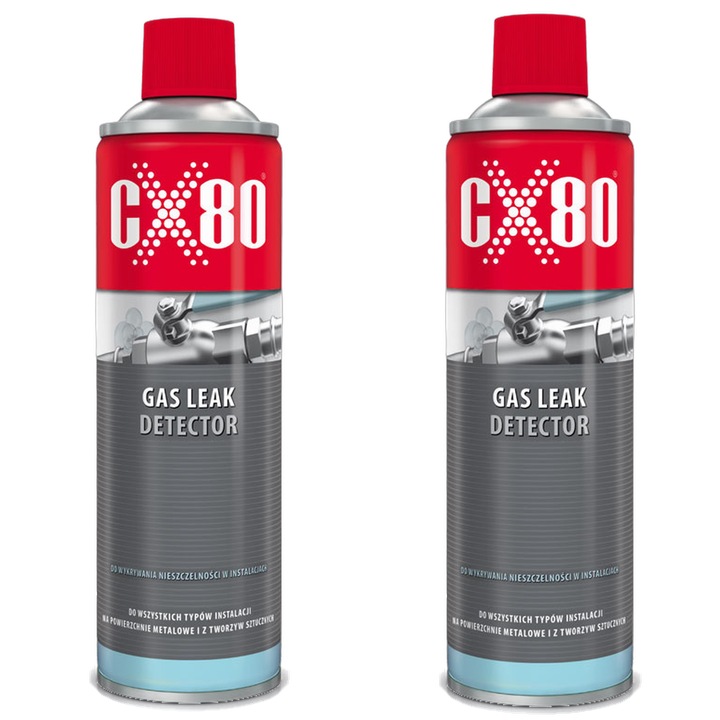 Спрей за откриване на течове на газ CX-80 Gas Leak Detector, детекторна пяна за инсталации, ефективен от -35°C, 500 ml, комплект 2 бр.
