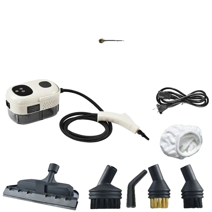 Curatator cu aburi portabil 8785371566158, 2500 W, rezervor 1600 ml, abur sub presiune, autonomie 25–30 min, 220–240 V, alb