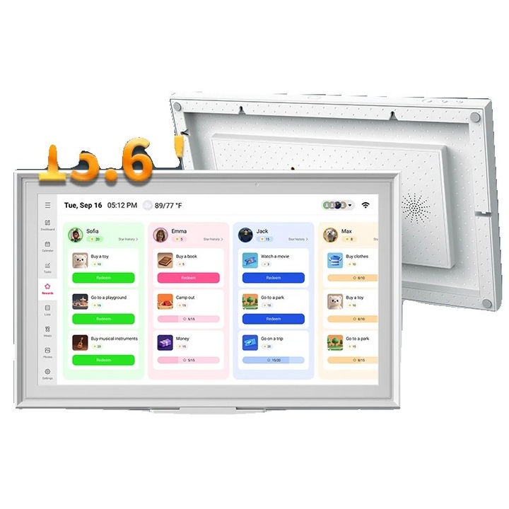 Rama foto digitala inteligenta B156-SZF06L6-RL-A, ecran tactil 15.6 in, FHD IPS 1920x1080, Wi‑Fi 6, Bluetooth 5.0, 32GB memorie, 3GB RAM, Quad-Core 2.0GHz, cadru acrilic plastic, alb