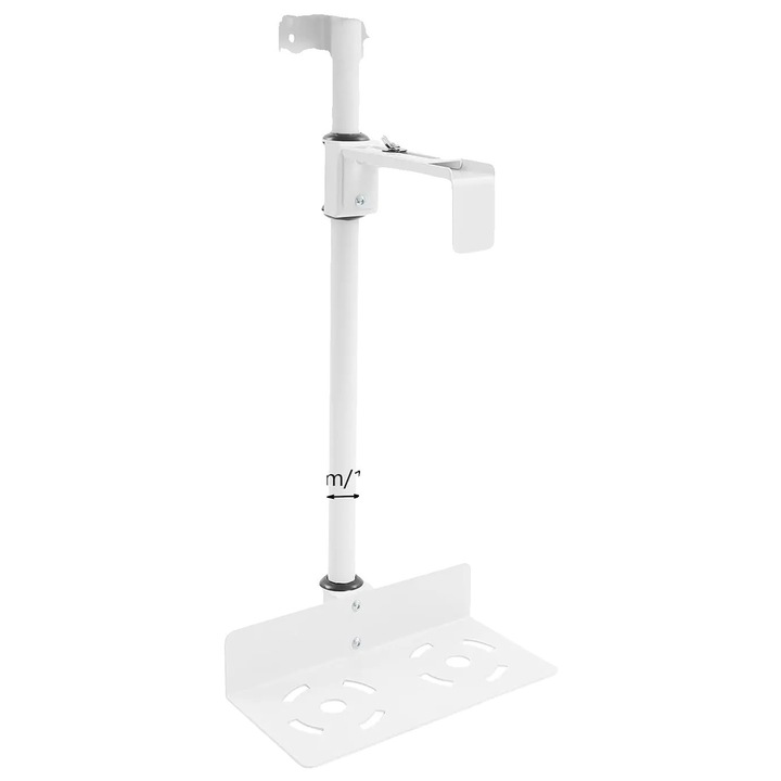 Suport pentru unitate PC sub birou 12 inch, otel laminat, reglabil inaltime 5-53 cm si latime 13,5-23,5 cm, capacitate 30 kg, alb
